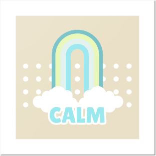 Rainbow Dream Pale Blue Retro Calm Style Posters and Art